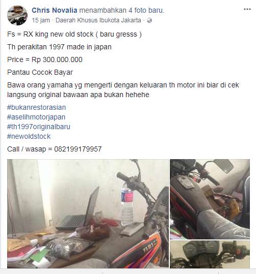 Yamaha RX King Dijual Rp 300 juta